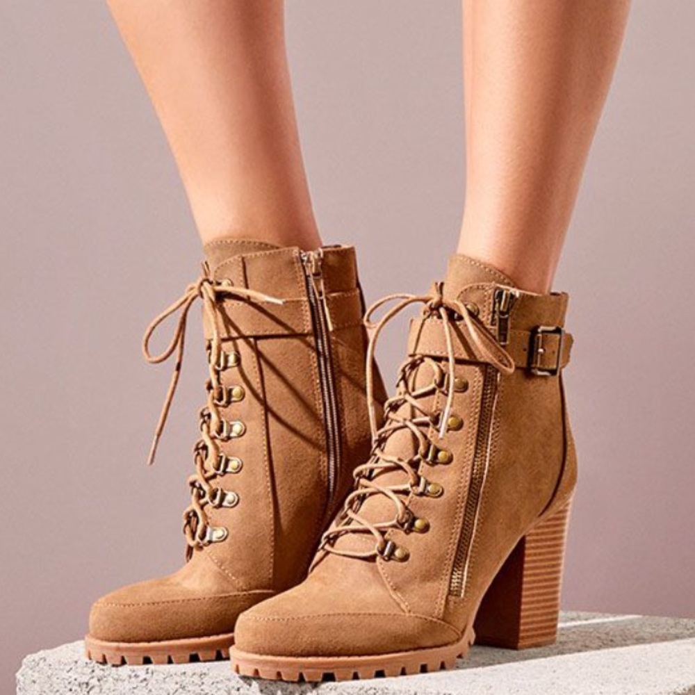 NEW JustFab Pracida Lace-Up Ankle Booties